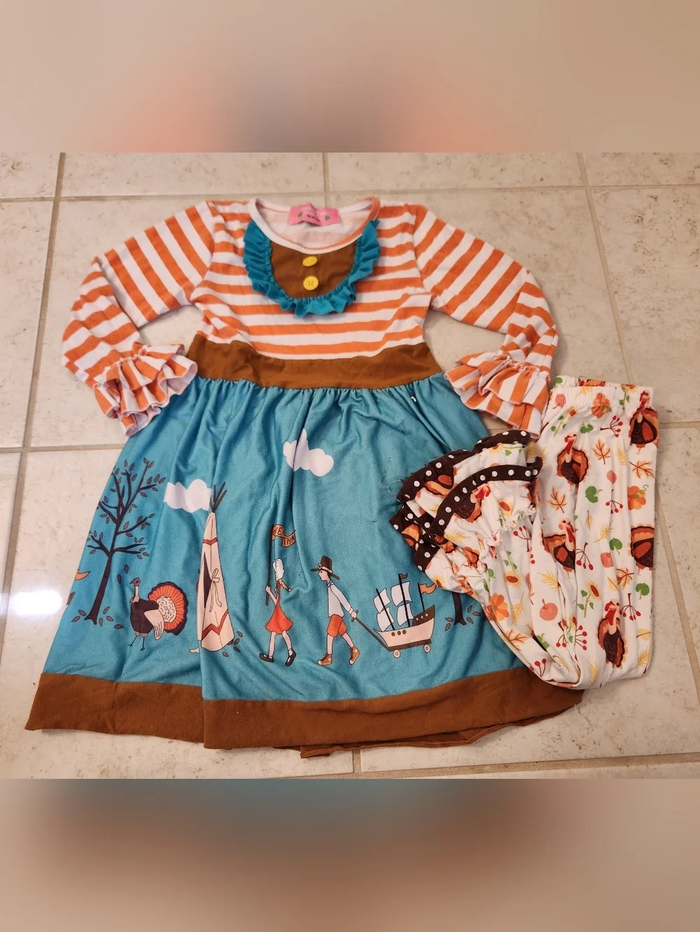 Snotty Tots Girls Size Large 4t-5t Thanksgiving‎ Fall Outfit Set #CC1205